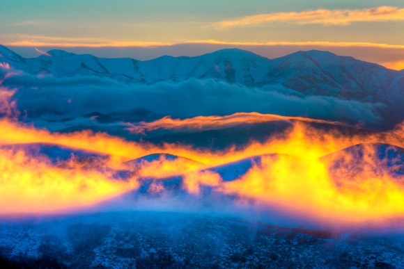 Breaking Storm & Backlit clouds on the Oquirrp Mountains,Ut.